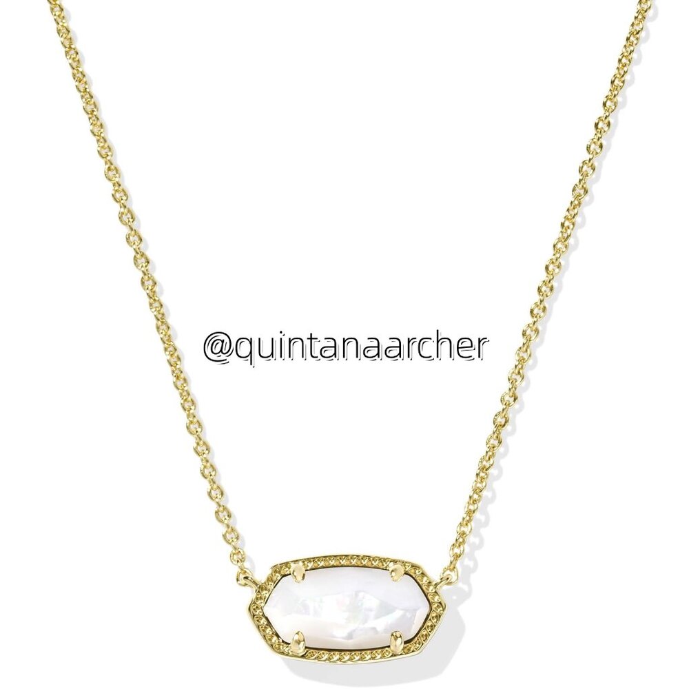 Elisa Gold Pendant Necklace in Ivory Mother-of-Pearl